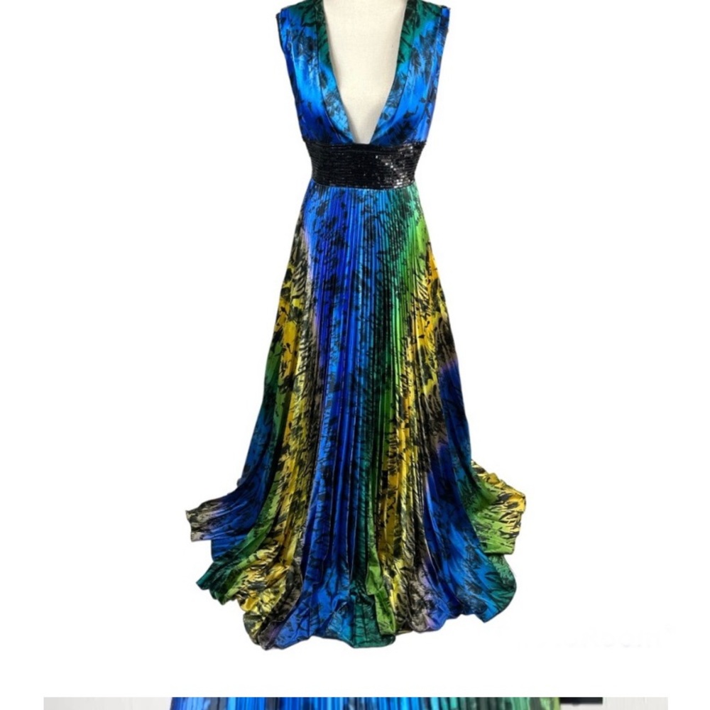 Jovani Multi-color Gown Accordion pleated skirt size 8
